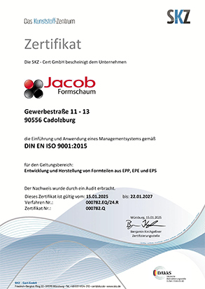 Zertifizierung nach: DIN EN ISO 9001:2015